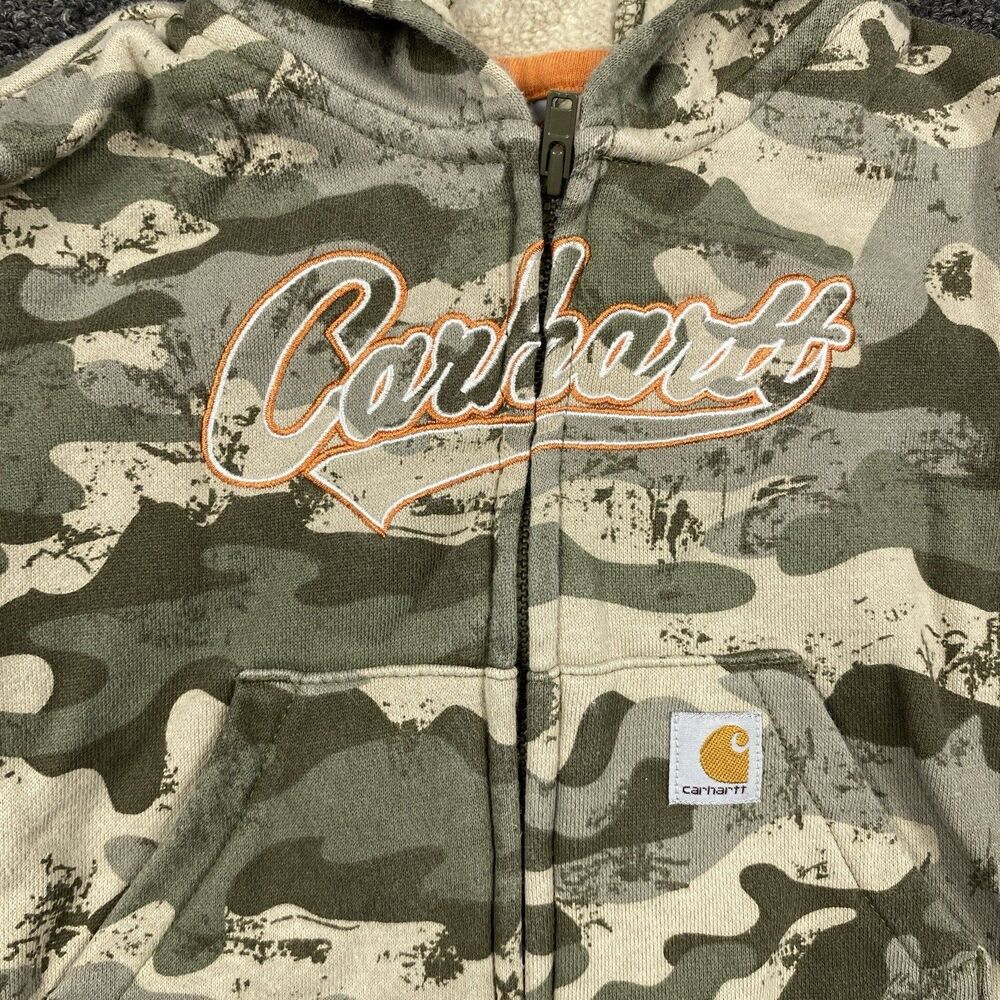 Carhartt Hoodie Full Zip Hooded Sweatshirt Camo Cursive Baby Size 9 Months - Picture 2 of 4